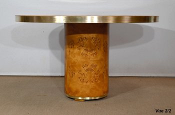 Round Table in Cedar burl and gold metal - 1980