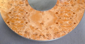 Round Table in Cedar burl and gold metal - 1980