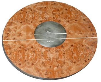 Round Table in Cedar burl and gold metal - 1980