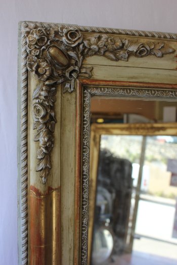 Rectangle Mirror Gold Leaf Restoration And Patina 90 X 114 Cm