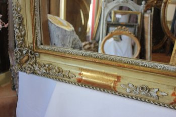 Rectangle Mirror Gold Leaf Restoration And Patina 90 X 114 Cm