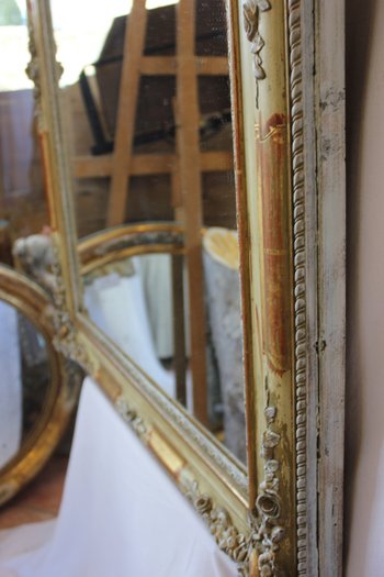 Rectangle Mirror Gold Leaf Restoration And Patina 90 X 114 Cm