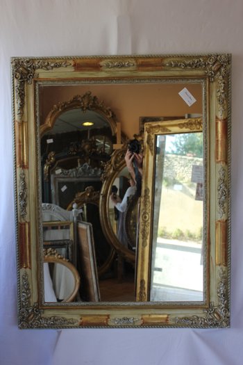 Rectangle Mirror Gold Leaf Restoration And Patina 90 X 114 Cm