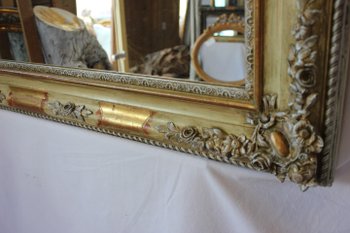 Rectangle Mirror Gold Leaf Restoration And Patina 90 X 114 Cm