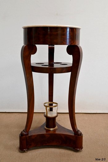 Important Athenian Barber, in mahogany burl veneer, Empire period - Early 19th century