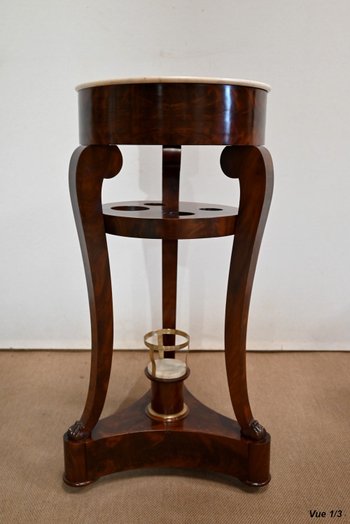 Important Athenian Barber, in mahogany burl veneer, Empire period - Early 19th century