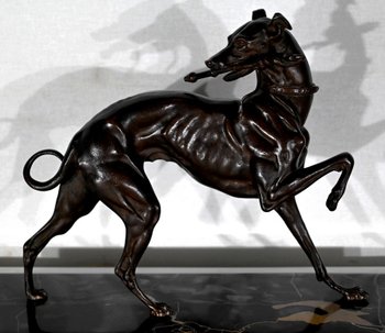 Brown Patina Cast Iron Subject "The Greyhound" - Late 19th century