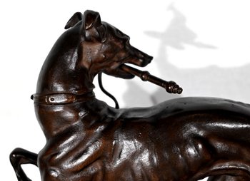 Brown Patina Cast Iron Subject "The Greyhound" - Late 19th century