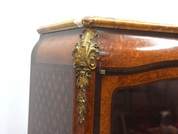 Transition Style Library Marquetry And Gilt Bronze Marble Top