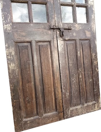 Antica porta in teak smaltato del 19° secolo nella sua patina originale Porte in legno