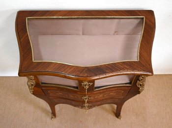 Petite Commode Vitrine en Acajou et Bois de Violette, style Louis XV – Fin XIXe