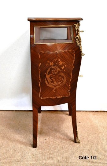 Petite Commode Vitrine en Acajou et Bois de Violette, style Louis XV – Fin XIXe