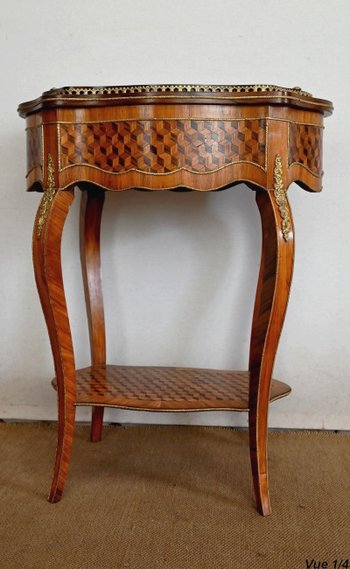 Planter in Marquetry, Louis XV style, Napoleon III period - Mid-19th century