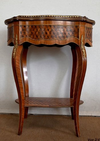 Planter in Marquetry, Louis XV style, Napoleon III period - Mid-19th century