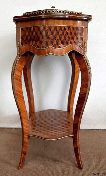 Planter in Marquetry, Louis XV style, Napoleon III period - Mid-19th century