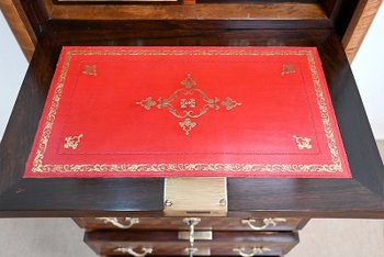 Secretaire Semainier in Legno Pregiato, Stile Luigi XV, Epoca Napoleone III - Metà del XIX Secolo