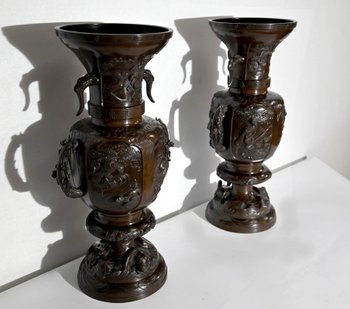 Importante Paire de Vases en Bronze, Japon – 1900