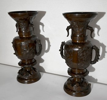 Importante Paire de Vases en Bronze, Japon – 1900