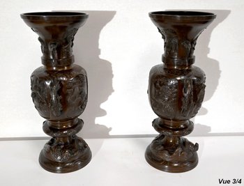 Importante Paire de Vases en Bronze, Japon – 1900