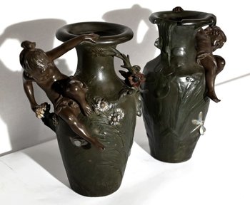 Paire de Vases en Régule, A. Moreau – Fin XIXe