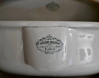 Important Meuble de Toilette / Lavabo en Merisier, « L’Hygiène Moderne Paris » – Début XXe