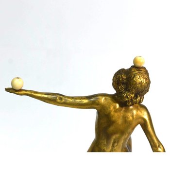 Ball Dancer Bronzo Patina Oro E Argento 1930 Art Déco