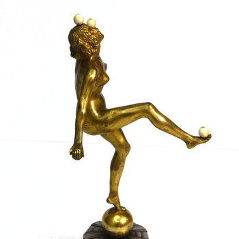 Ball Dancer Bronzo Patina Oro E Argento 1930 Art Déco