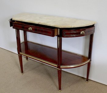 Long Console in Mahogany and Marble, Louis XVI / Directoire transition - 18th century