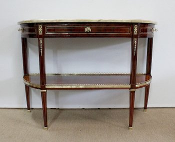 Long Console in Mahogany and Marble, Louis XVI / Directoire transition - 18th century