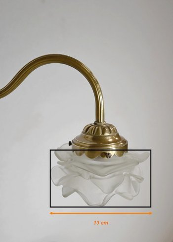 Petite Lampe Tulipe en Verre et Bronze, réglable, Art Déco – 1920