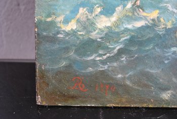 Boat And Marine Crew In Oil Late Nineteenth Monogram Ab