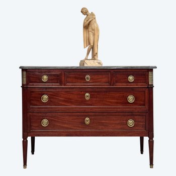 Louis XVI Mahogany Commode Turquin Marble Circa 1770