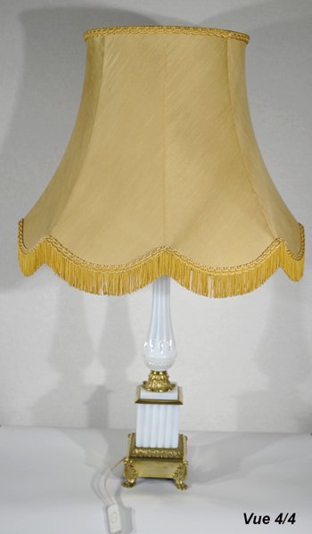 Important Opaline and Bronze Lamp, Louis XVI Style – 1950