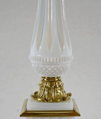 Important Opaline and Bronze Lamp, Louis XVI Style – 1950