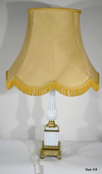 Important Opaline and Bronze Lamp, Louis XVI Style – 1950