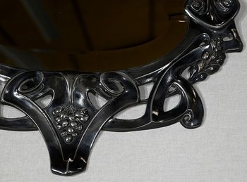 Miroir en Métal Argenté, Art Nouveau – Fin XIXe / Début XXe