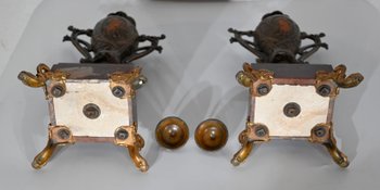 Garniture de cheminée en Régule et Marbre griotte – 1920