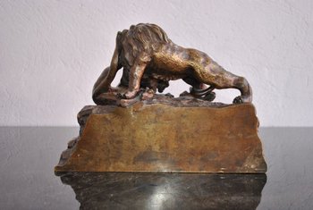 Bronze Animalier XIXème Non Signé Aux Lions