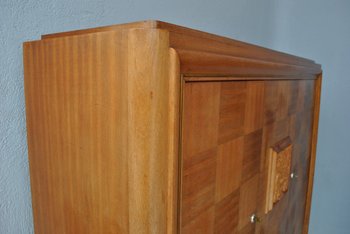 Hohes Sideboard im Stil der 1940er Jahre aus blondem Mahagoni kariert