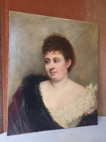 Julia Brouilhony Benet , Portrait d'Une élégante , Huile Sur Toile , 1889 .