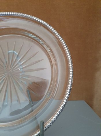 Presentation Plate , Cut Crystal And Solid Silver , Late XIX°.