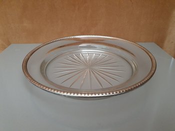 Presentation Plate , Cut Crystal And Solid Silver , Late XIX°.