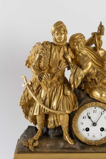 Orientalist Clock From The Restoration Period With Figures Of Turks.