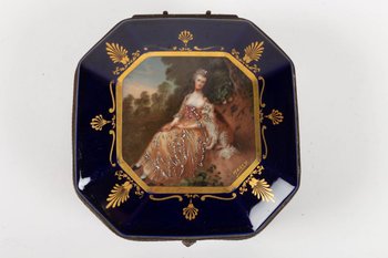 Coffret En Porcelaine Et Monture En Laiton, époque Napoléon III, Signé Marcy Limoges.