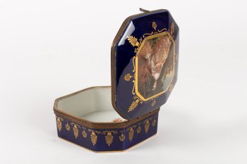 Coffret En Porcelaine Et Monture En Laiton, époque Napoléon III, Signé Marcy Limoges.