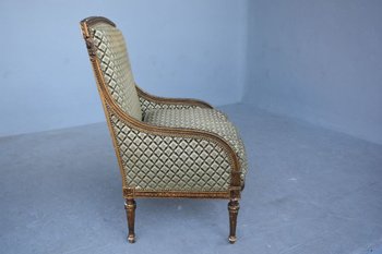 Fauteuil Bergère De Style Louis XVI Dorée Fin XIXème