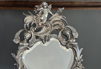 Miroir De Table En Bronze Argenté De Style Louis XV Epoque XIXème