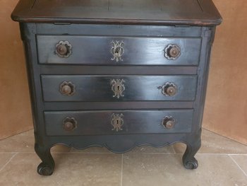 Scriban Commode, Blackened Wood, Louis XV, Late 18th/19th century.