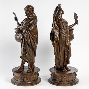 Pair Of Orientalist Sculptures Signed Louis Hottot