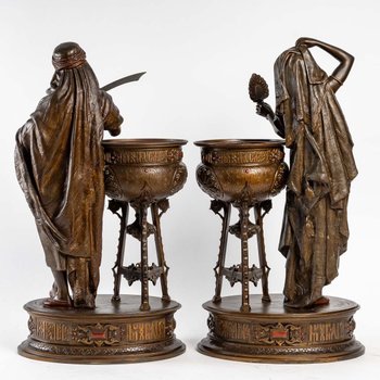 Pair Of Orientalist Sculptures Signed Louis Hottot